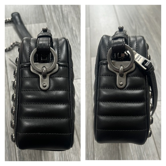 Prada Rhinestone Embellished Diagramme Quilted Camera Bag BLK Leather Cristal - Picture 8 of 17